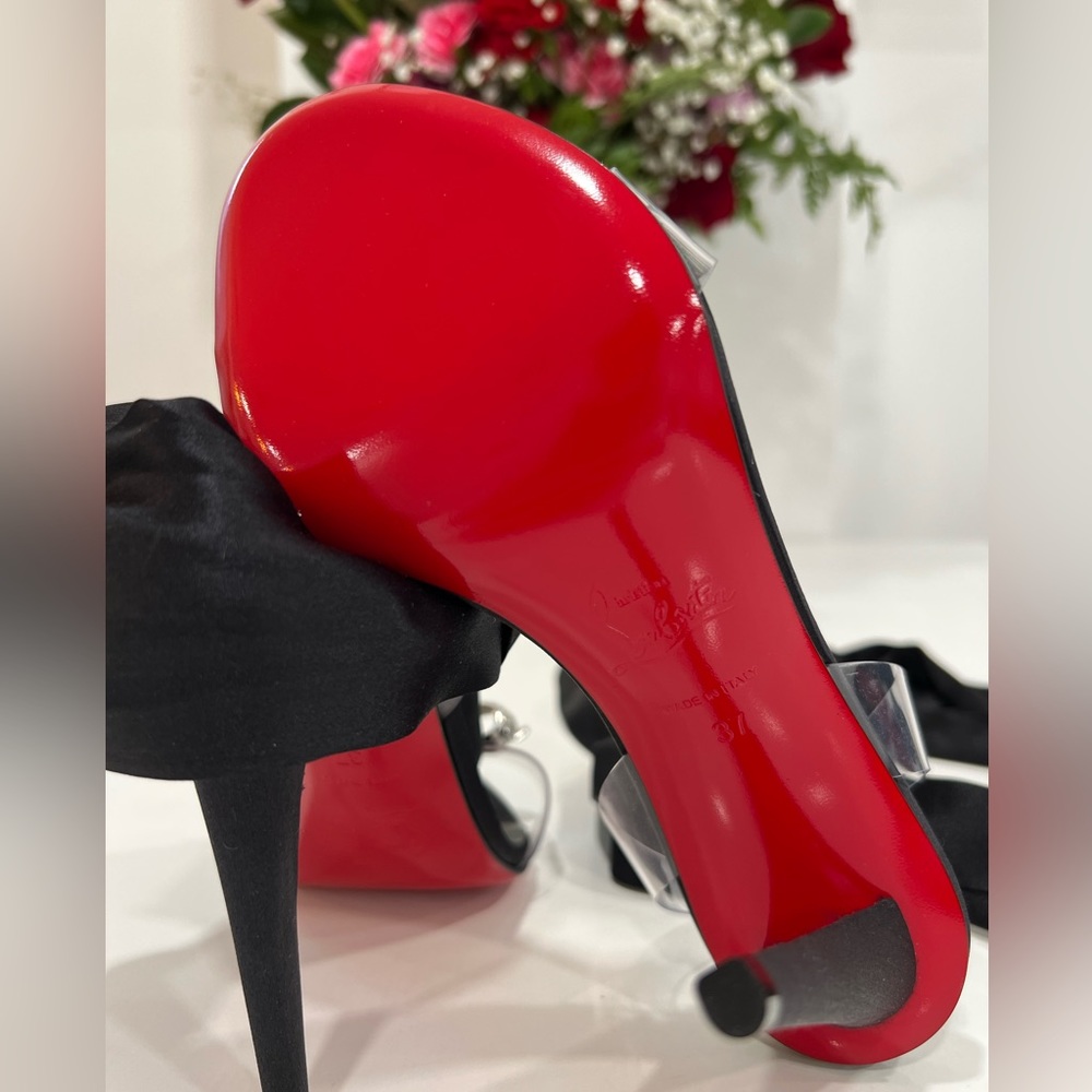 Christian Louboutin Crystal Bow Silk-Tie Astrinodo 100 Sandals - Picture 9 of 13